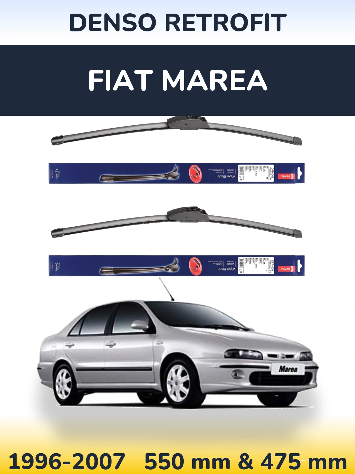 Front wiper blade set Denso Retrofit 550 & 475 мм for Fiat Marea 1996-2007