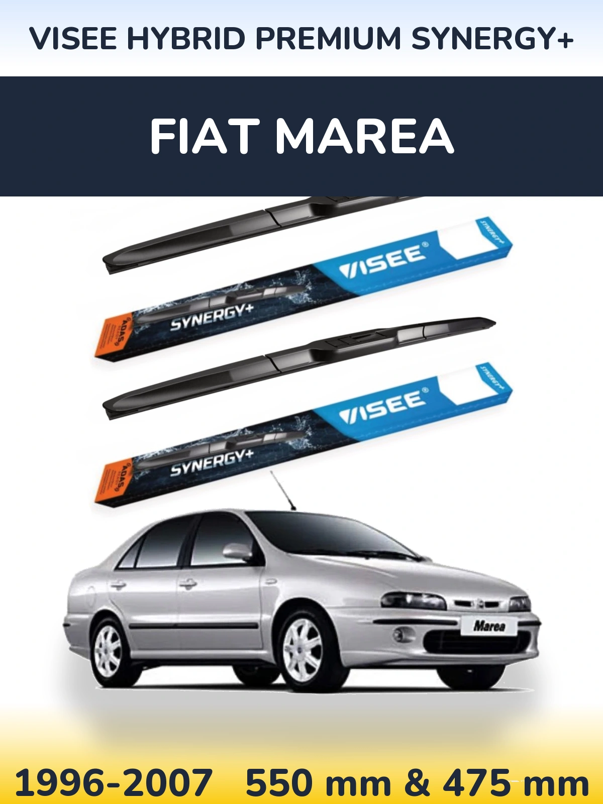 Front wiper blade set VISEE HYBRID PREMIUM SYNERGY+ 550 & 475 мм for Fiat Marea 1996-2007