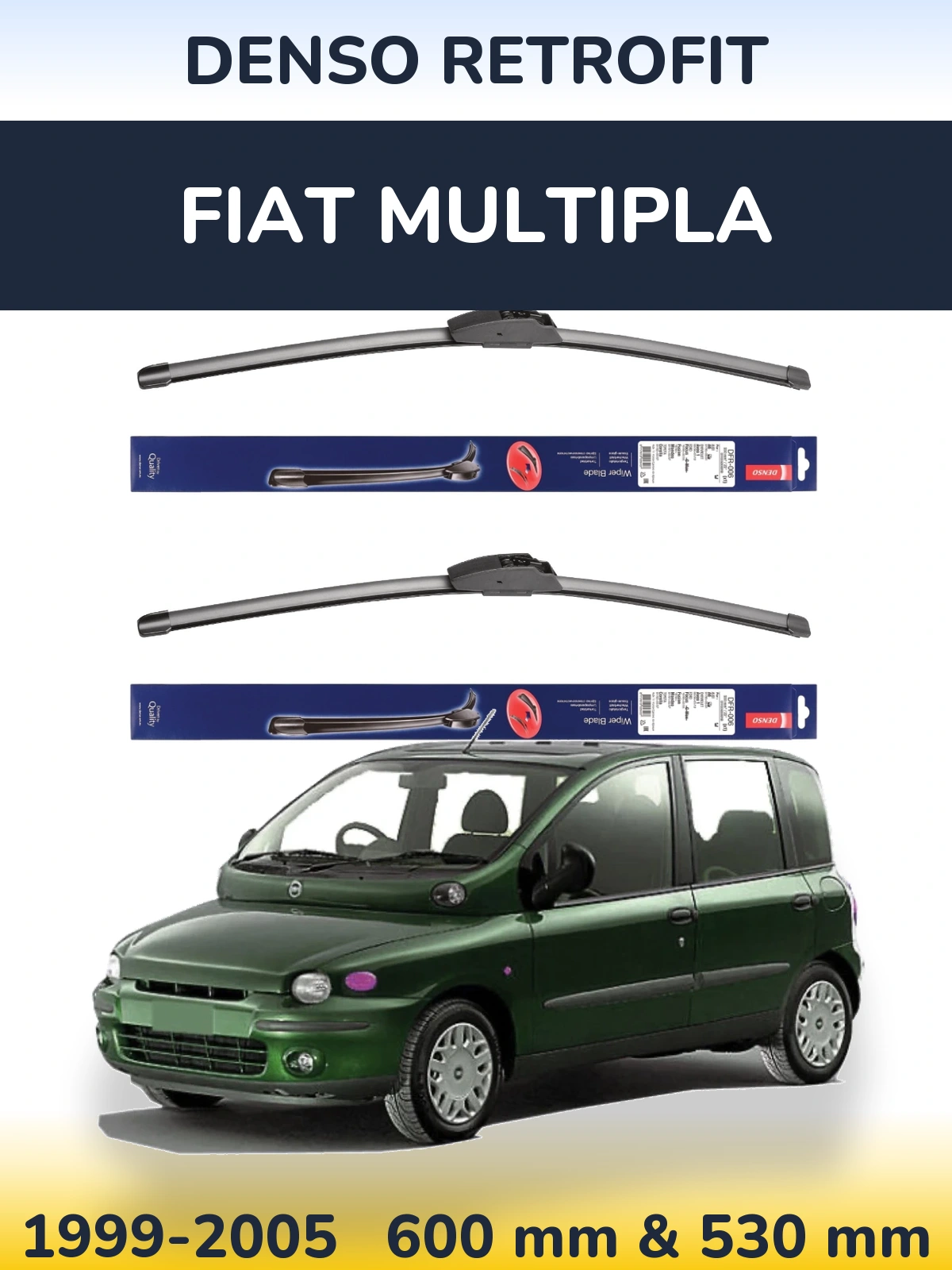 Komplet przednich wycieraczek Denso Retrofit 600 & 530 mm do Fiat Multipla 1999-2005