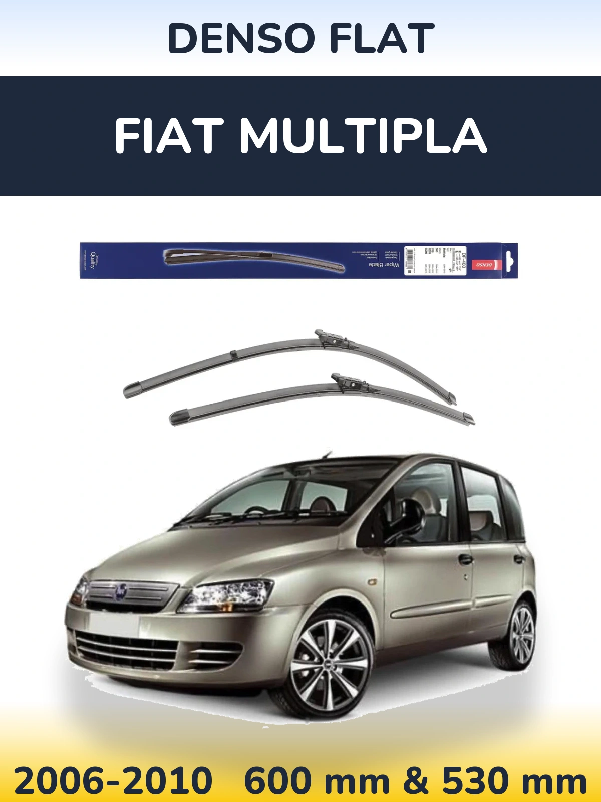 Front wiper blade set Denso Flat 600 & 550 мм for Fiat Multipla 2006-2010