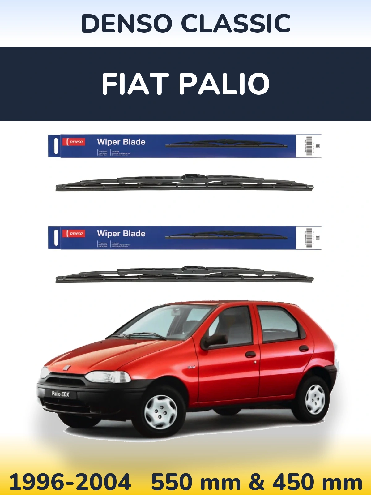 Front wiper blade set Denso Classic 550 & 450 мм for Fiat Palio 1996-2004