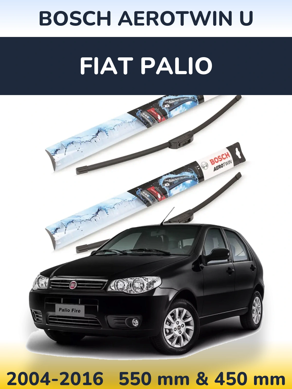Komplet przednich wycieraczek BOSCH AeroTwin U 550 & 450 mm do Fiat Palio 2004-2016