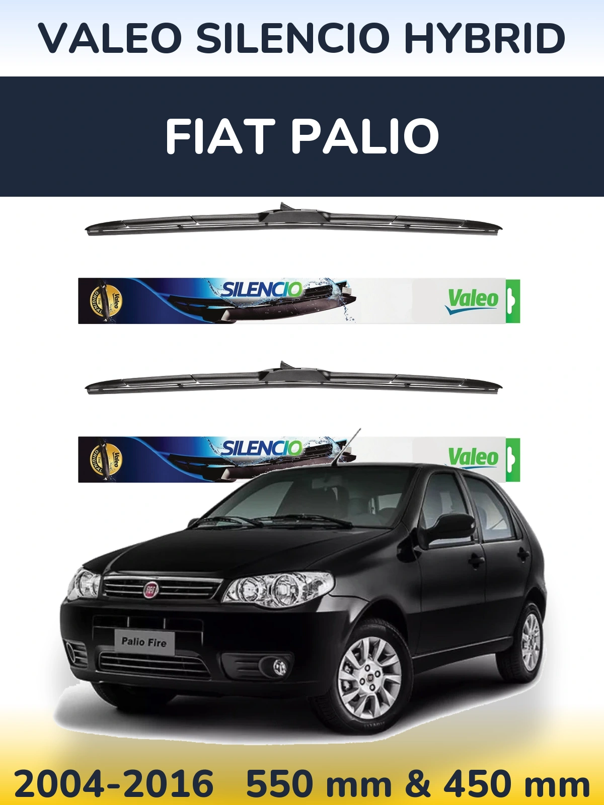 Komplet przednich wycieraczek Valeo Silencio Hybrid 550 & 450 mm do Fiat Palio 2004-2016