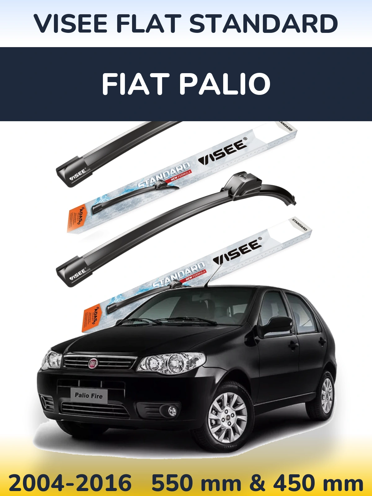 Комплект передних дворников VISEE FLAT STANDARD 550 & 450 мм для Fiat Palio 2004-2016