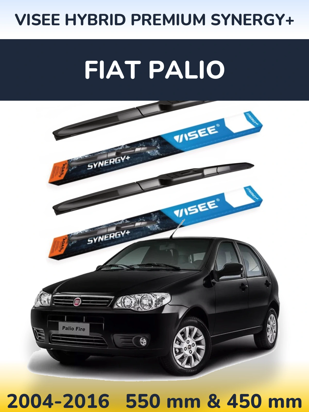 Front wiper blade set VISEE HYBRID PREMIUM SYNERGY+ 550 & 450 мм for Fiat Palio 2004-2016