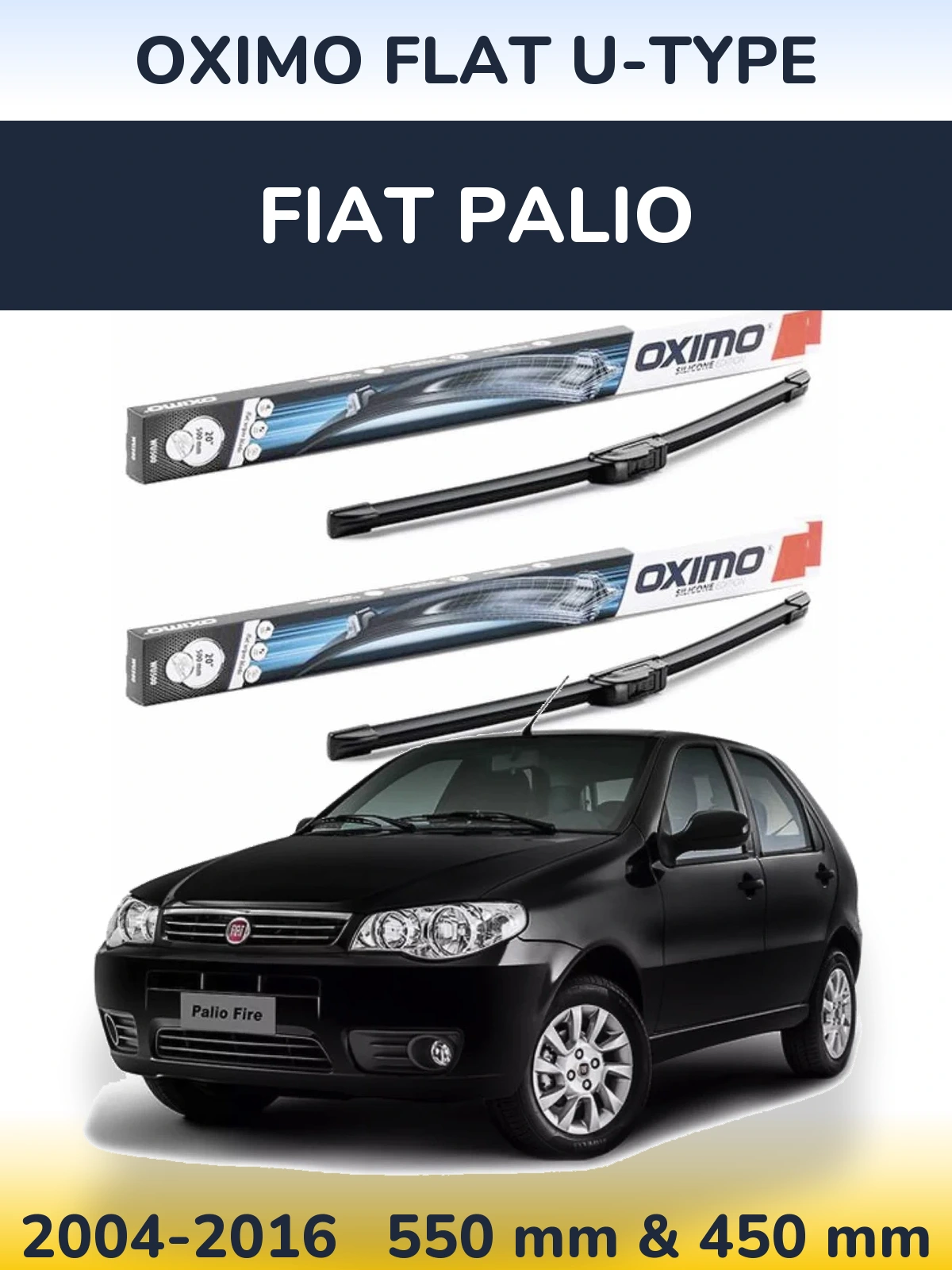 Комплект передних дворников Oximo Flat U-type 550 & 450 мм для Fiat Palio 2004-2016