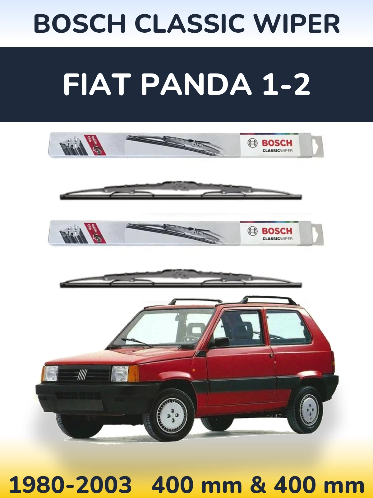 Komplet przednich wycieraczek BOSCH Classic Wiper 400 & 400 mm do Fiat Panda 1-2 1980-2003