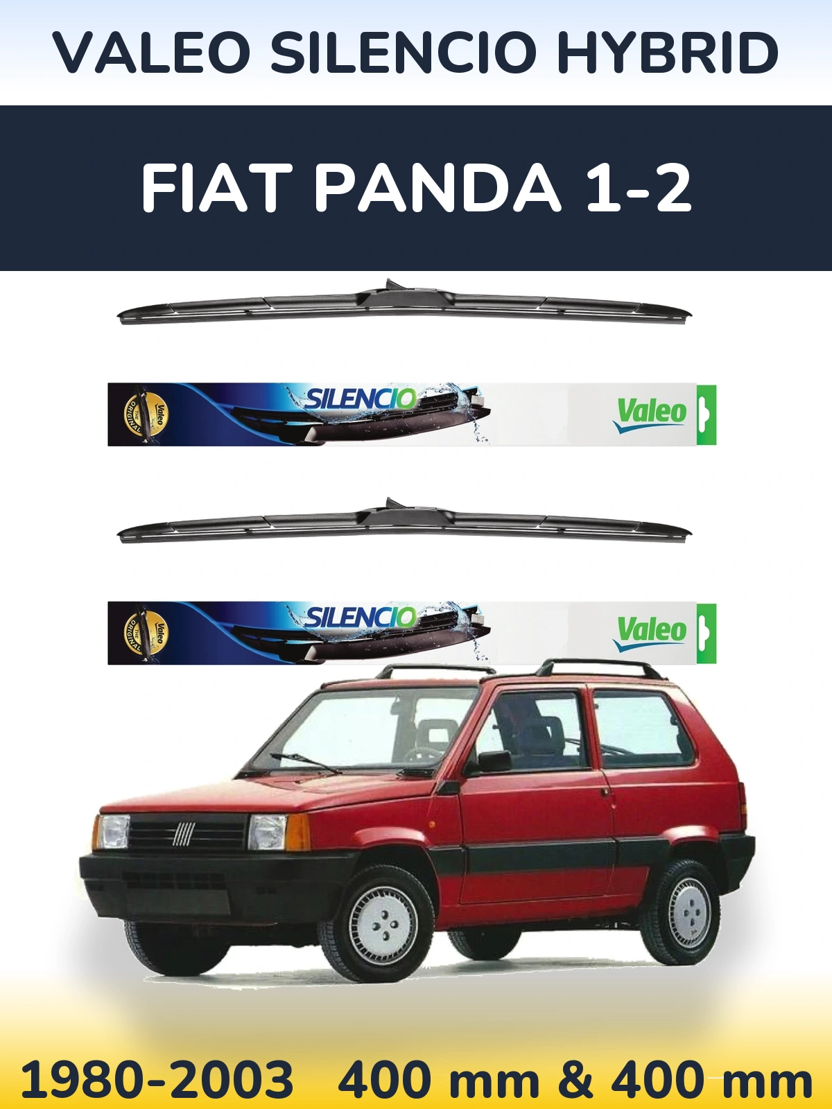 Комплект передніх щіток Valeo Silencio Hybrid 400 & 400 мм для Fiat Panda 1-2 1980-2003