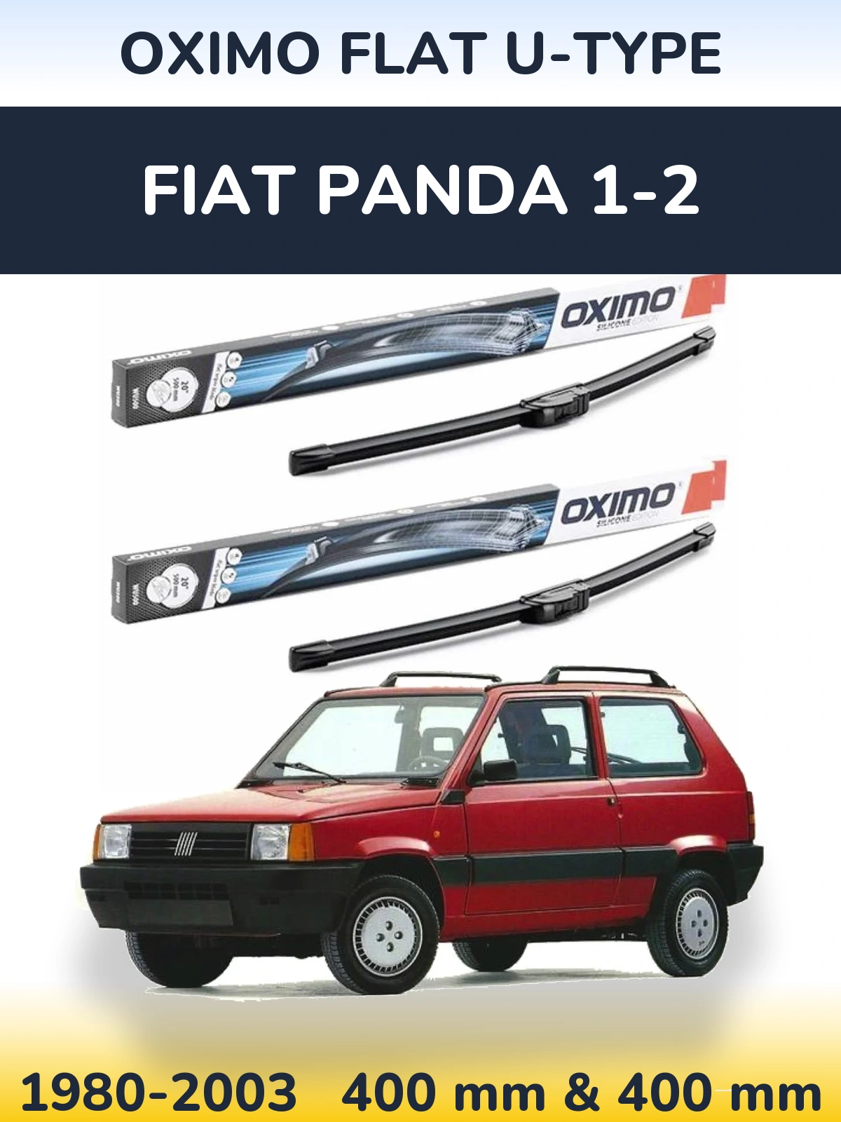 Front wiper blade set Oximo Flat U-type 400 & 400 мм for Fiat Panda 1-2 1980-2003