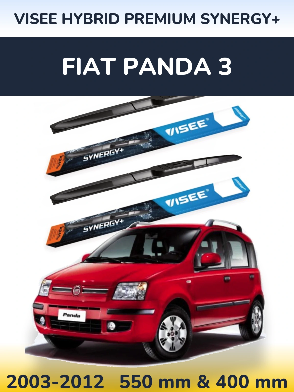 Комплект передних дворников VISEE HYBRID PREMIUM SYNERGY+ 550 & 400 мм для Fiat Panda 3 2003-2012