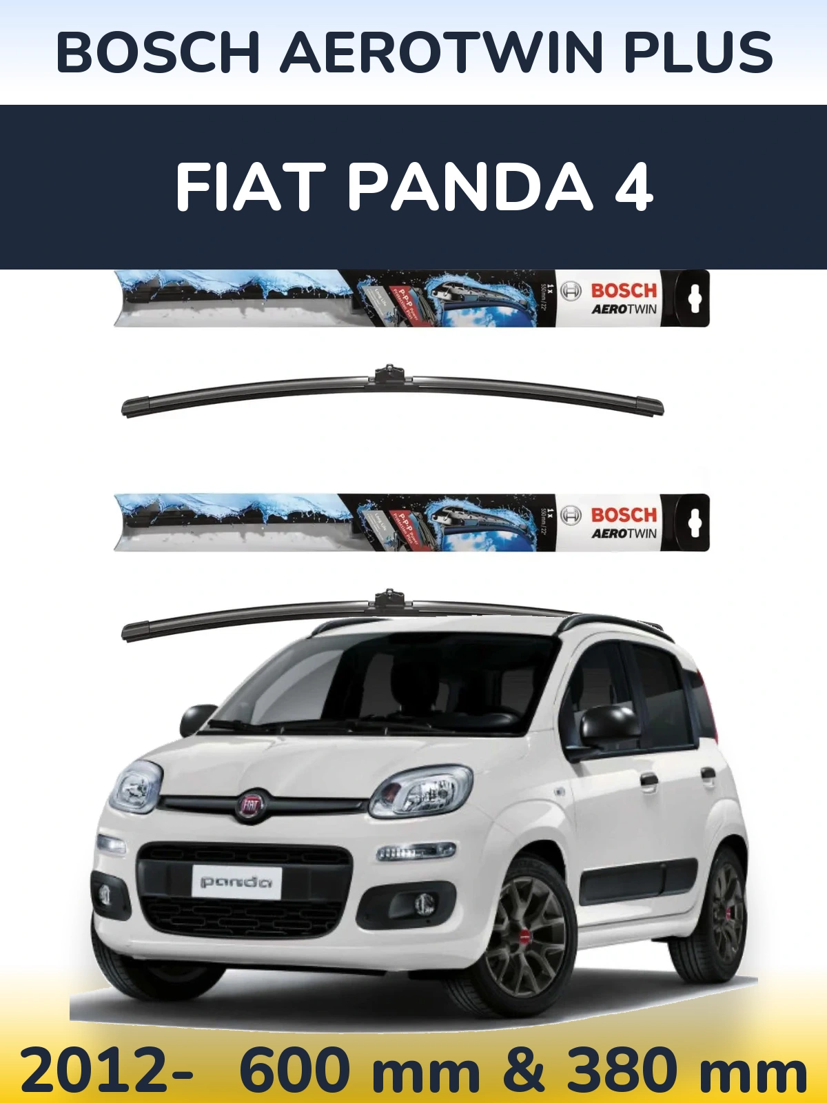 Komplet przednich wycieraczek BOSCH AeroTwin Plus 600 & 380 mm do Fiat Panda 4 2012-2026