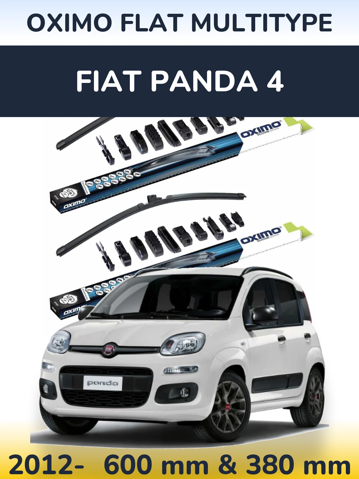 Komplet przednich wycieraczek Oximo Flat MultiType 600 & 380 mm do Fiat Panda 4 2012-2026