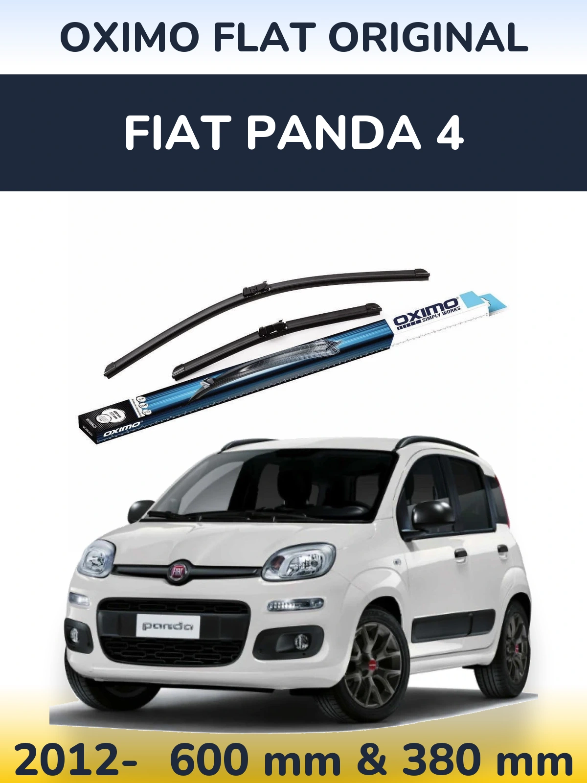 Комплект передних дворников Oximo Flat Original 600 & 380 мм для Fiat Panda 4 2012-2026