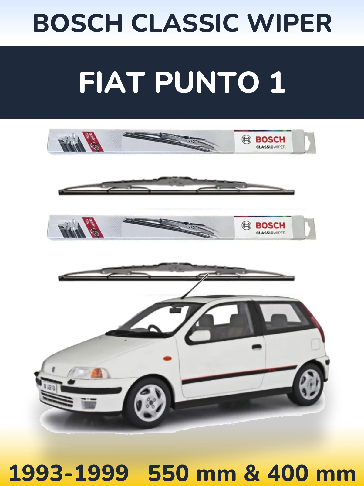 Front wiper blade set BOSCH Classic Wiper 550 & 400 mm for Fiat Punto 1 1993-1999