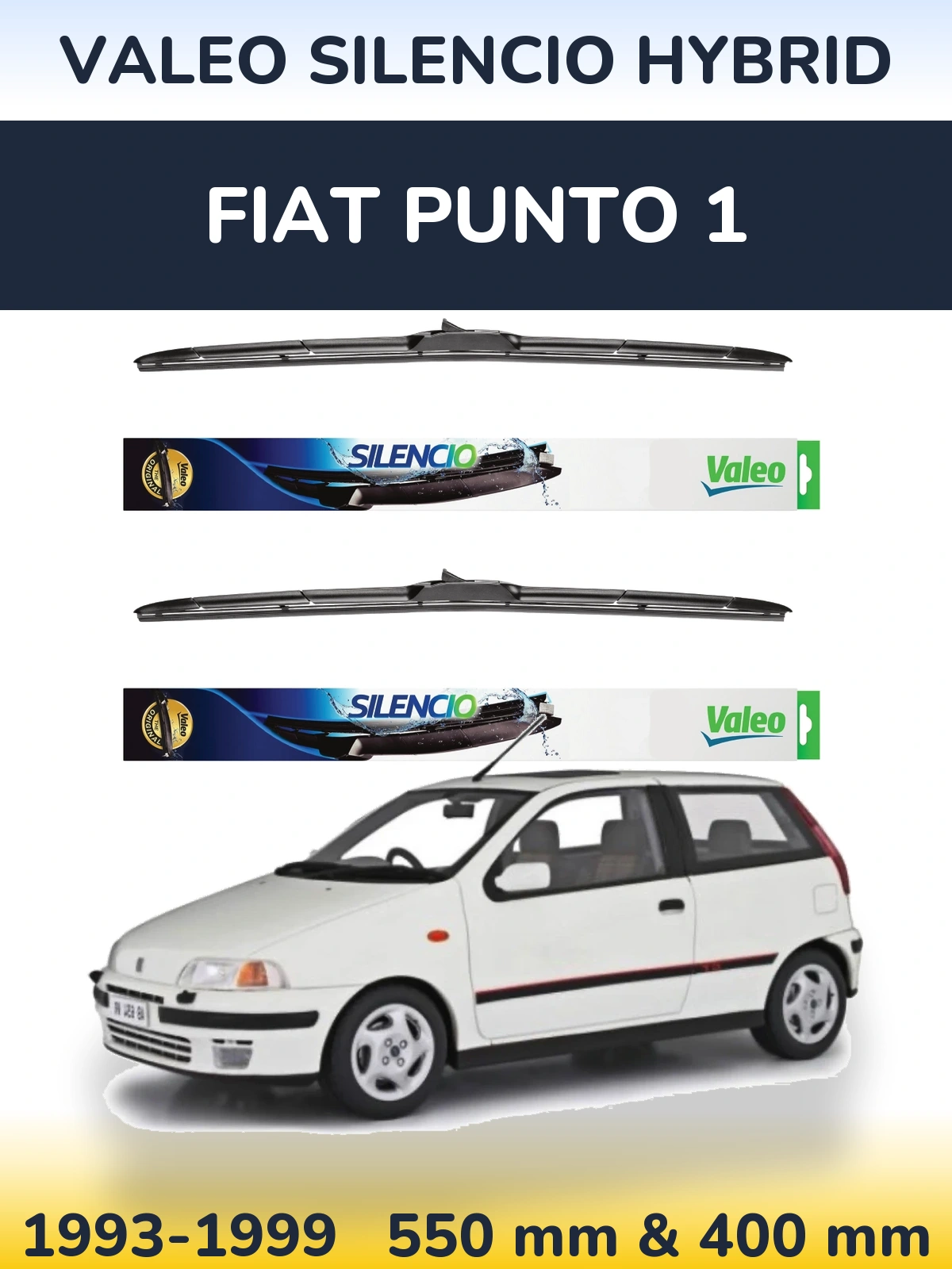 Front wiper blade set Valeo Silencio Hybrid 550 & 400 мм for Fiat Punto 1 1993-1999