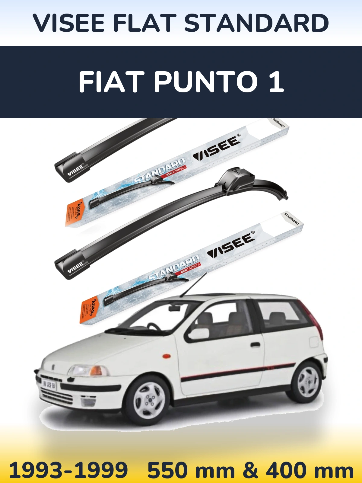 Komplet przednich wycieraczek VISEE FLAT STANDARD 550 & 400 mm do Fiat Punto 1 1993-1999