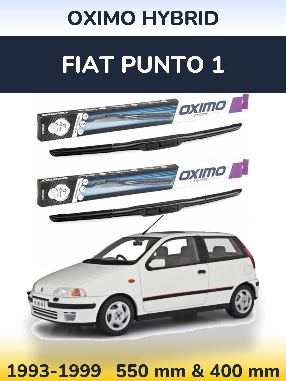 Front wiper blade set Oximo Hybrid 550 & 400 мм for Fiat Punto 1 1993-1999