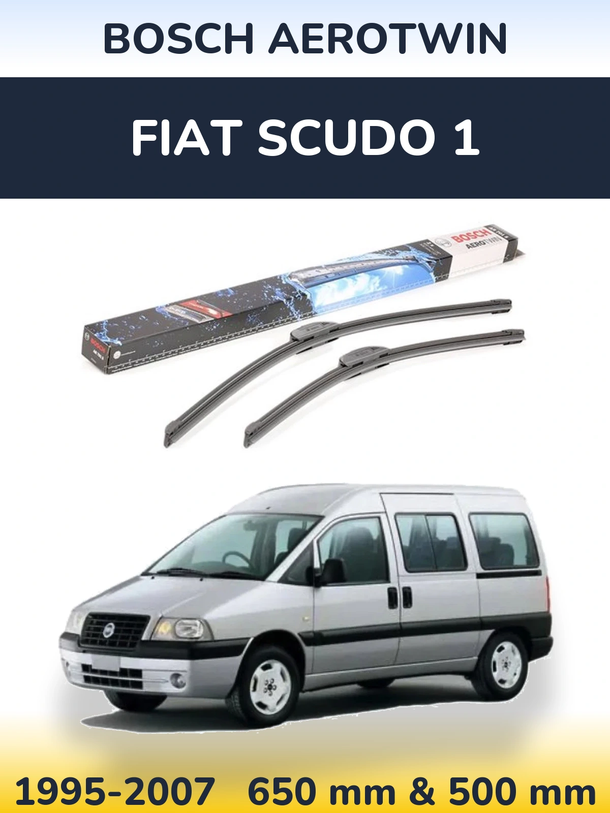 Комплект передних дворников BOSCH AeroTwin 650 & 500 мм для Fiat Scudo 1 1995-2007
