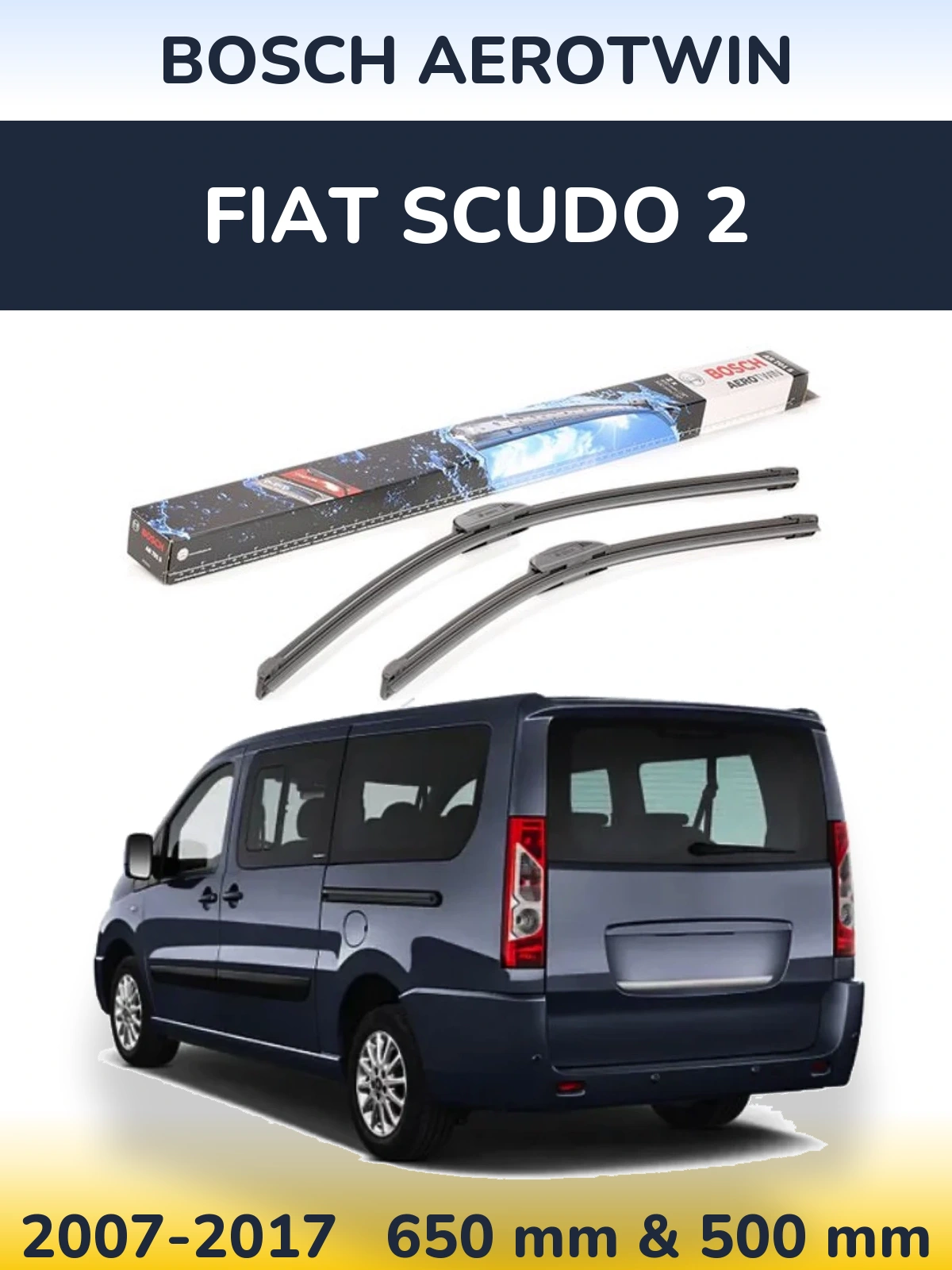 Front wiper blade set BOSCH AeroTwin 650 & 500 mm for Fiat Scudo 2 2007-2017