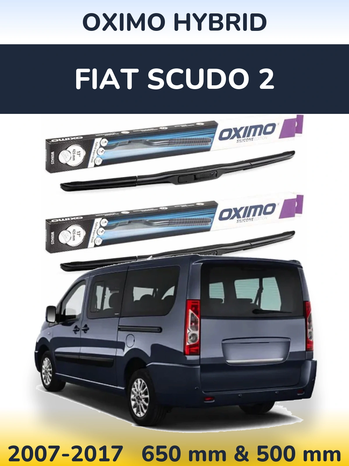 Front wiper blade set Oximo Hybrid 650 & 500 mm for Fiat Scudo 2 2007-2017