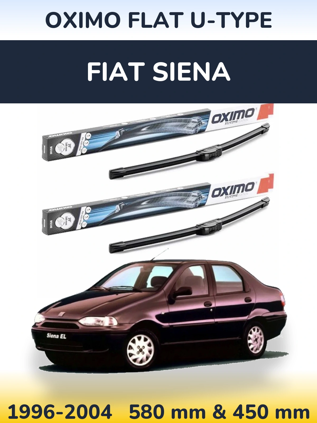 Komplet przednich wycieraczek Oximo Flat U-type 580 & 450 mm do Fiat Siena 1996-2004