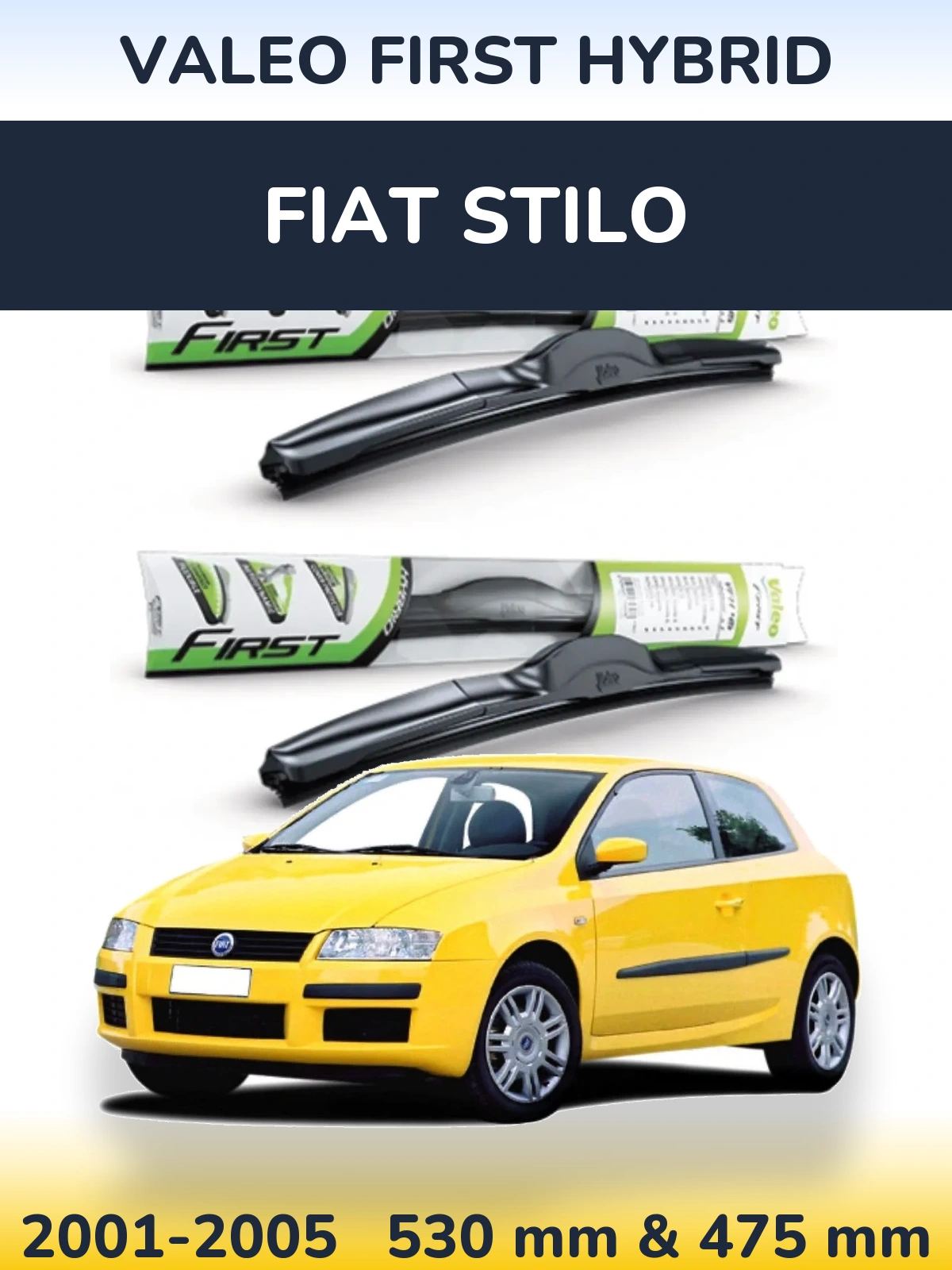 Комплект передних дворников Valeo First Hybrid 530 & 475 мм для Fiat Stilo 2001-2005
