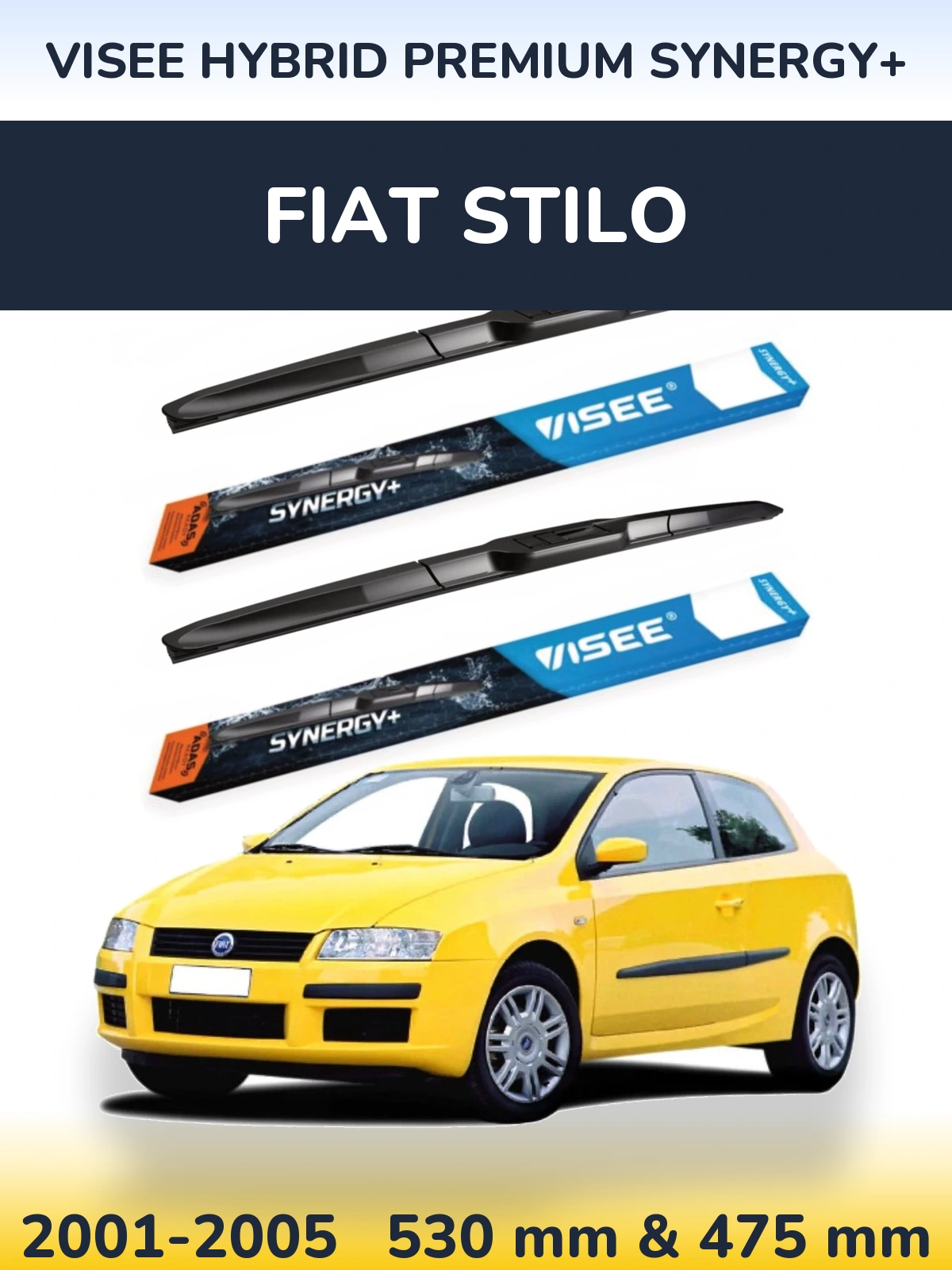 Комплект передніх щіток VISEE HYBRID PREMIUM SYNERGY+ 530 & 475 мм для Fiat Stilo 2001-2005