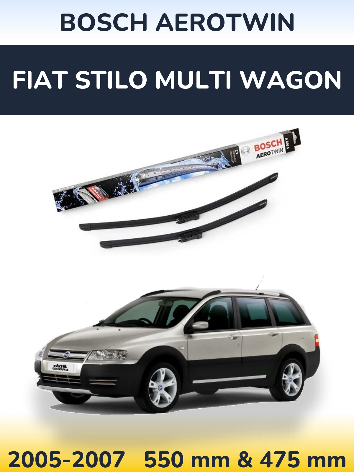 Комплект передних дворников BOSCH AeroTwin 550 & 450 мм для Fiat Stilo Multi Wagon 2005-2007