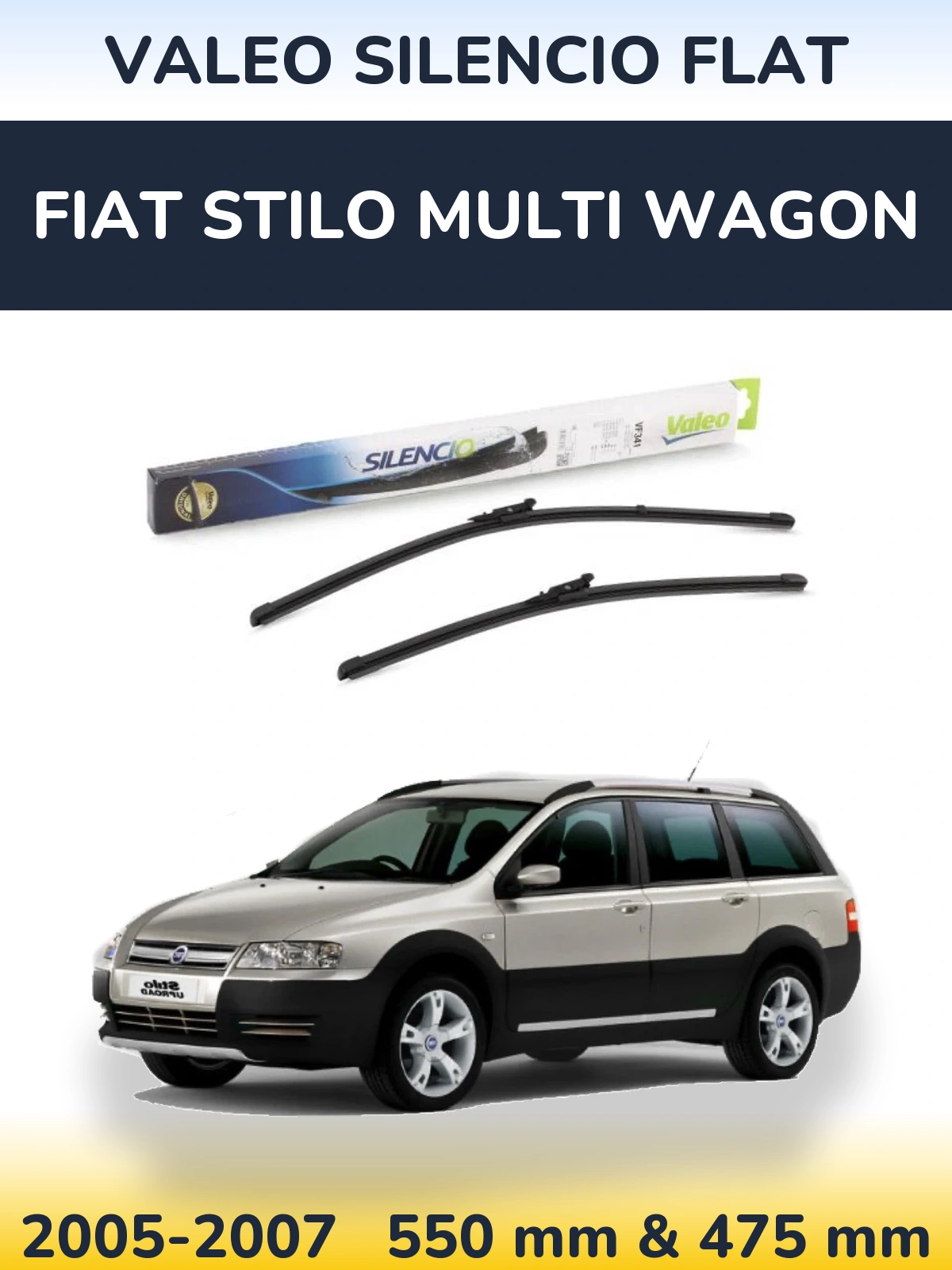 Комплект передних дворников Valeo Silencio Flat 550 & 450 мм для Fiat Stilo Multi Wagon 2005-2007