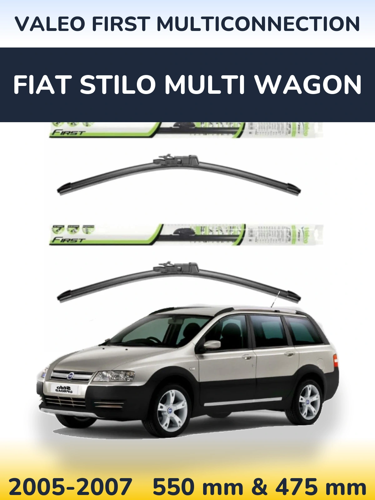 Комплект передних дворников Valeo First MultiConnection 550 & 475 мм для Fiat Stilo Multi Wagon 2005-2007