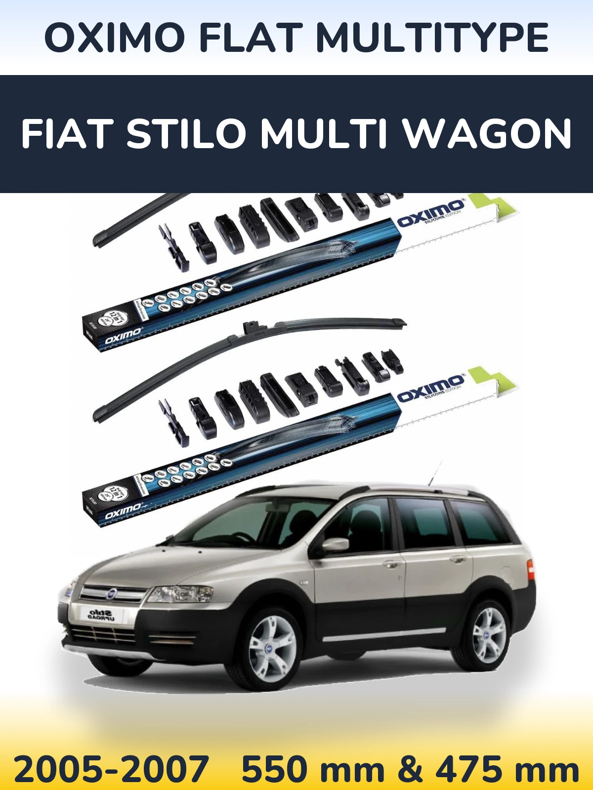 Комплект передних дворников Oximo Flat MultiТипe 550 & 475 мм для Fiat Stilo Multi Wagon 2005-2007