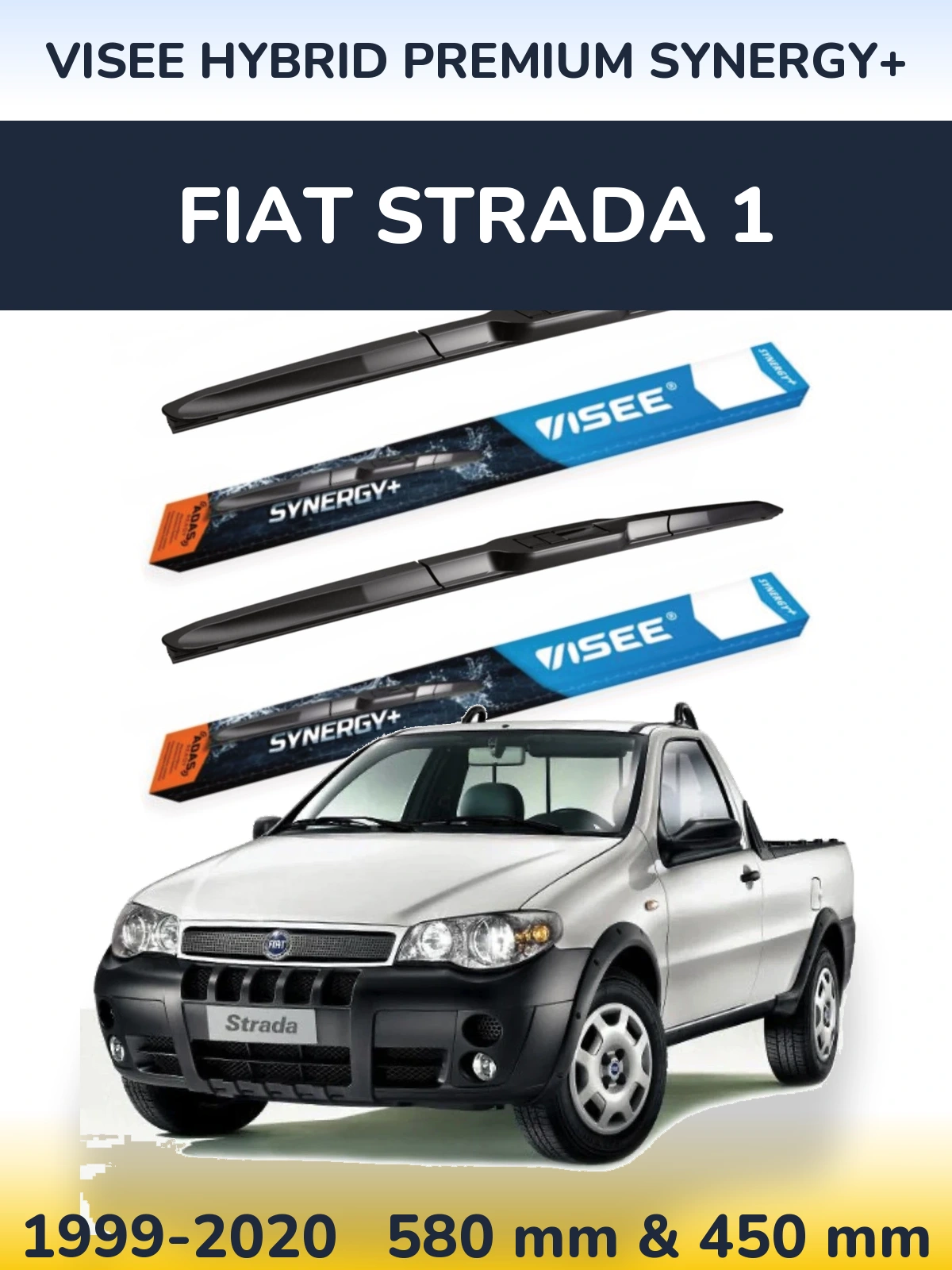 Комплект передніх щіток VISEE HYBRID PREMIUM SYNERGY+ 580 & 450 мм для Fiat Strada 1 1999-2020