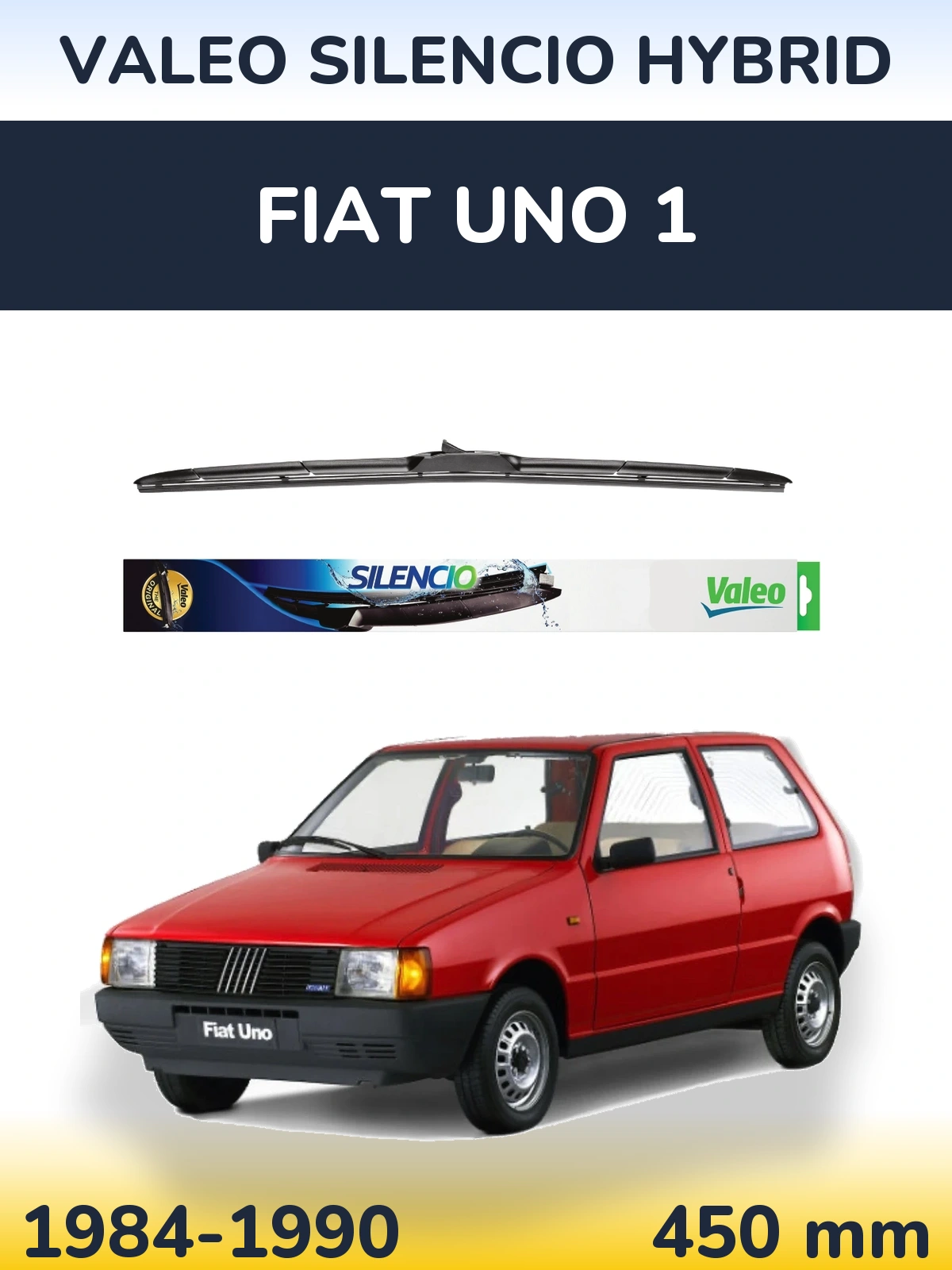 Front wiper blade Valeo Silencio Hybrid 450 мм for Fiat Uno 1 1984-1990