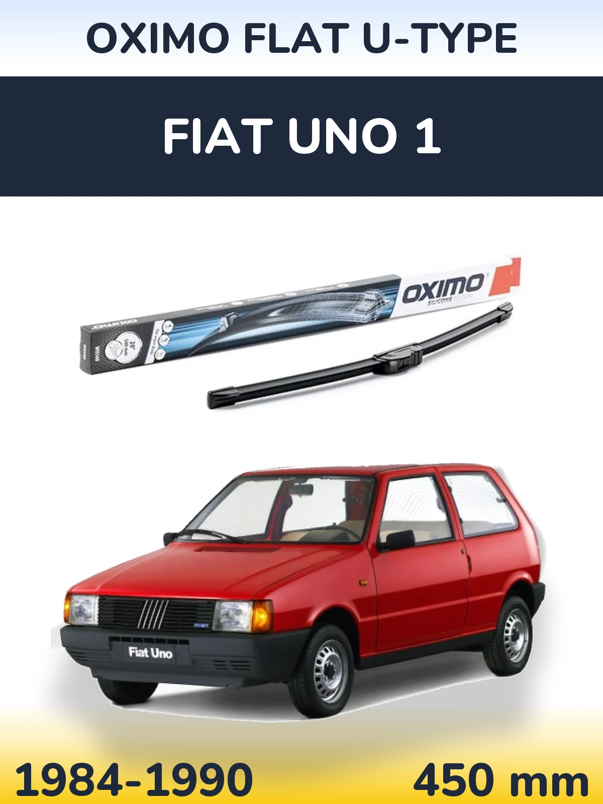 Front wiper blade Oximo Flat U-type 450 mm for Fiat Uno 1 1984-1990