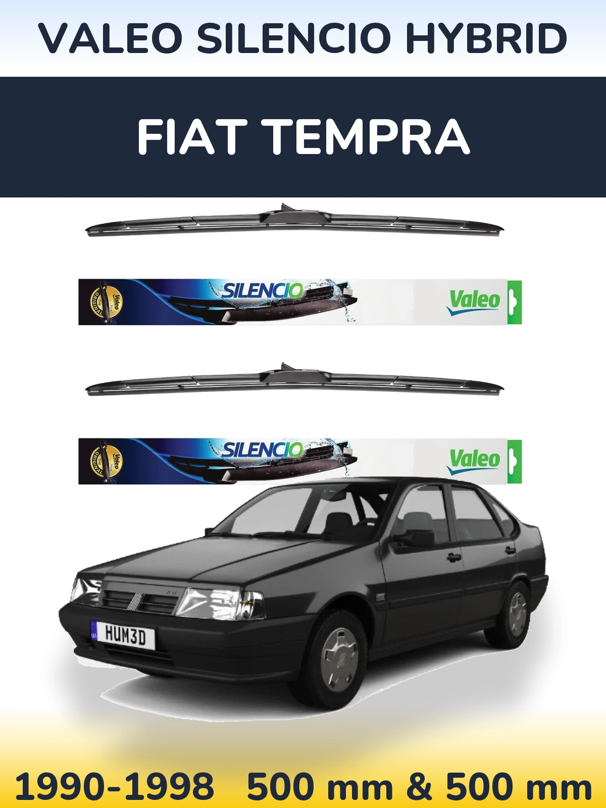 Komplet przednich wycieraczek Valeo Silencio Hybrid 500 & 500 mm do Fiat Tempra 1990-1998