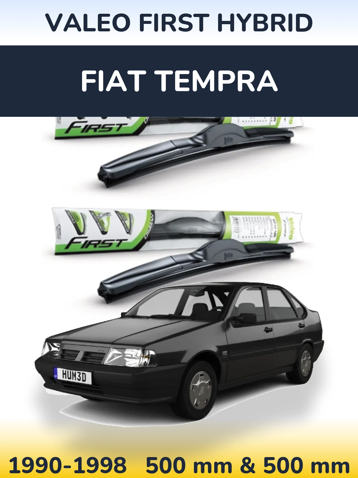 Komplet przednich wycieraczek Valeo First Hybrid 500 & 500 mm do Fiat Tempra 1990-1998