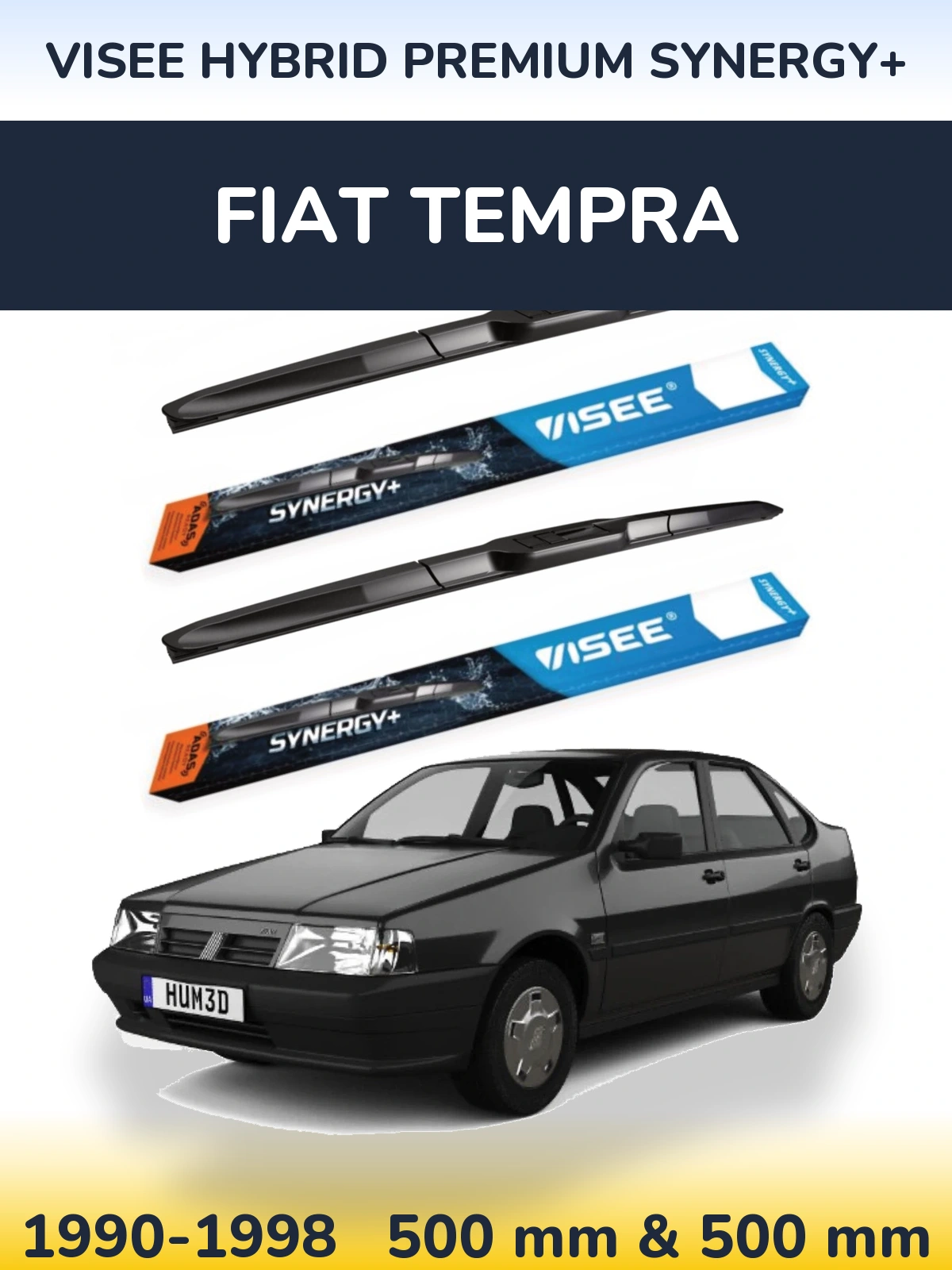 Komplet przednich wycieraczek VISEE HYBRID PREMIUM SYNERGY+ 500 & 500 mm do Fiat Tempra 1990-1998