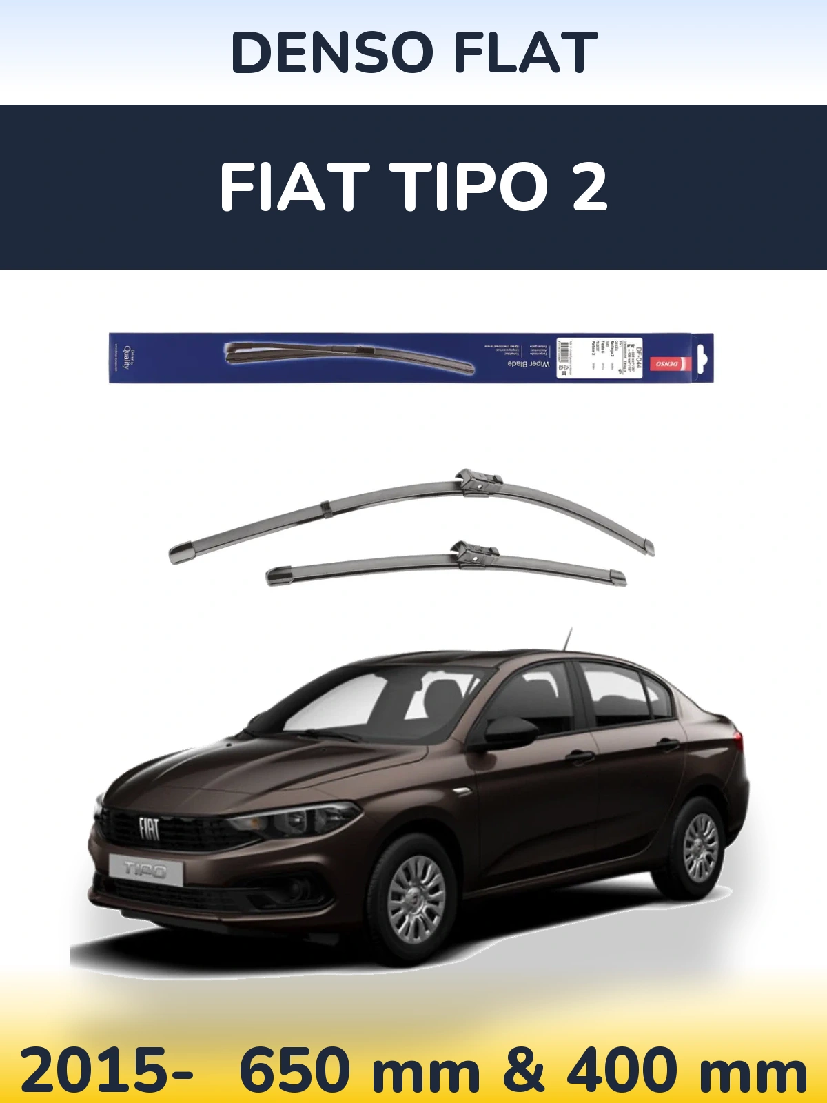 Komplet przednich wycieraczek Denso Flat 650 & 400 mm do Fiat Tipo 2 2015-2026