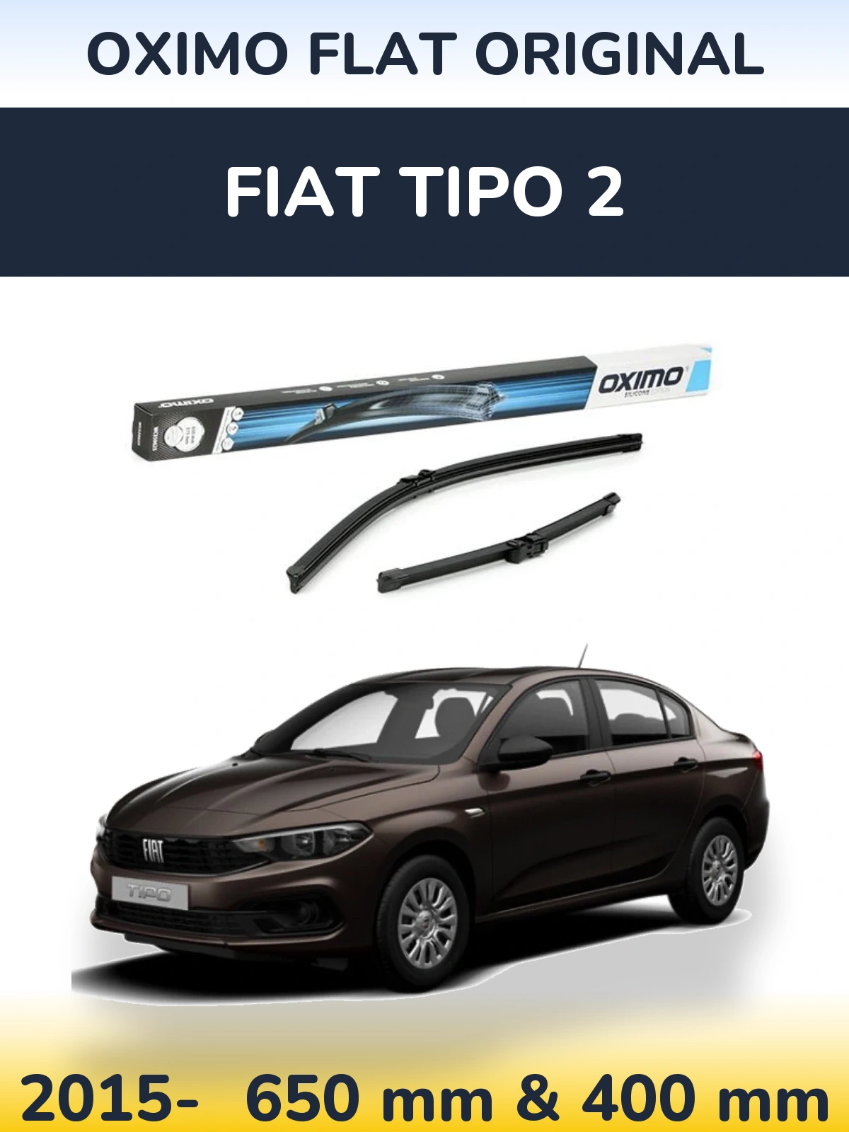 Komplet przednich wycieraczek Oximo Flat Original 650 & 375 mm do Fiat Tipo 2 2015-2026