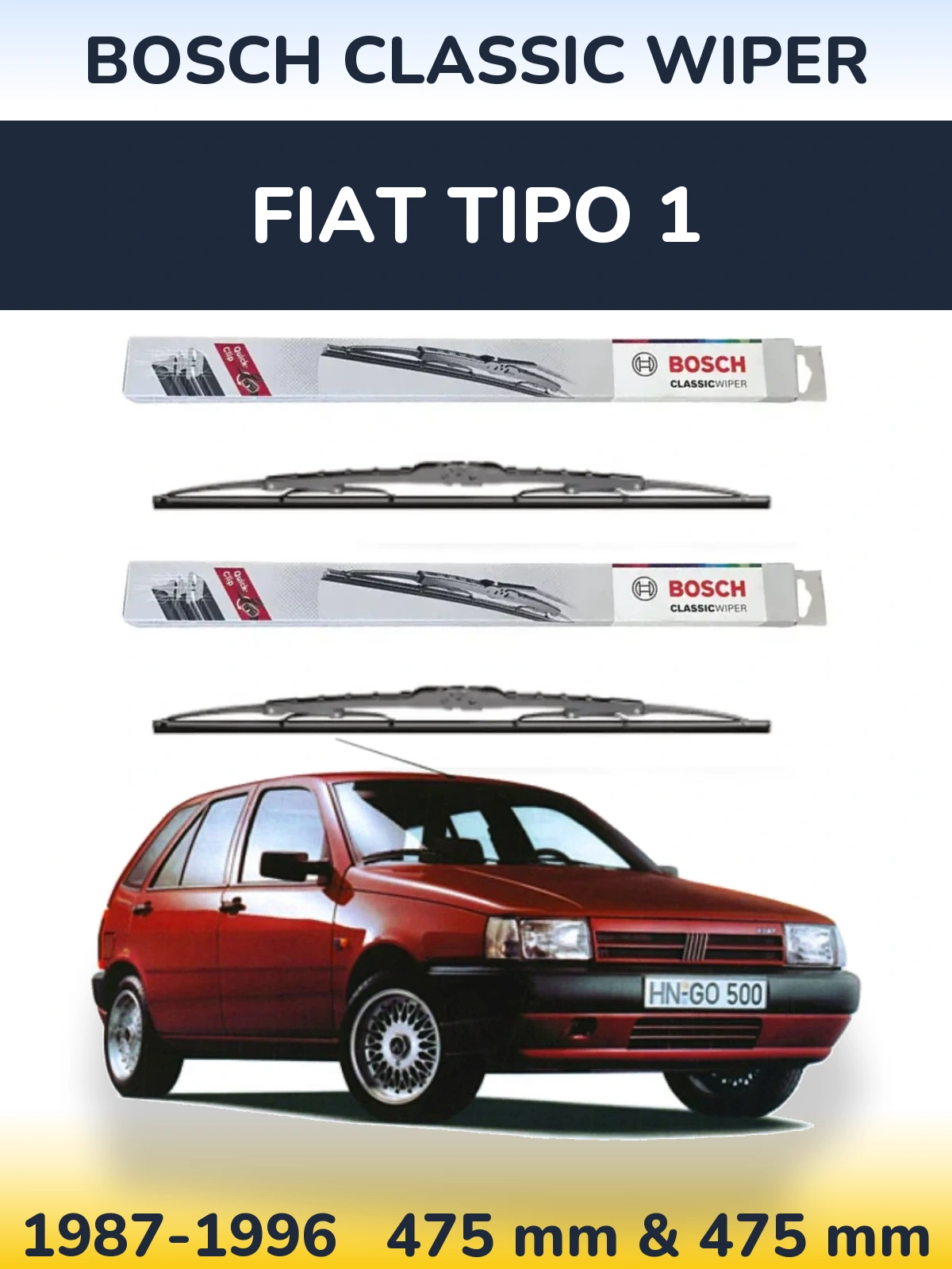 Комплект передних дворников BOSCH Classic Wiper 475 & 475 мм для Fiat Tipo 1 1987-1996