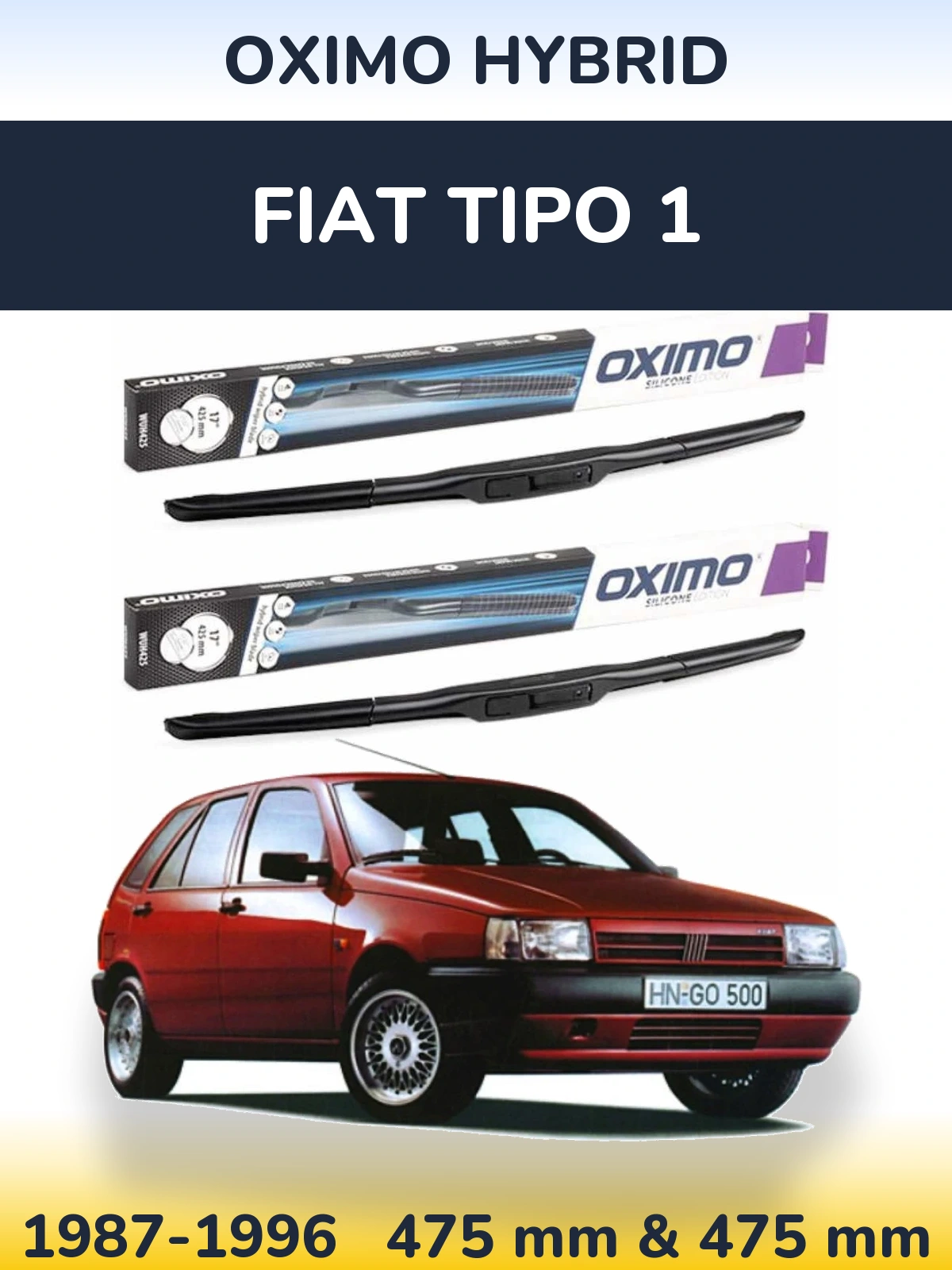 Комплект передних дворников Oximo Hybrid 475 & 475 мм для Fiat Tipo 1 1987-1996