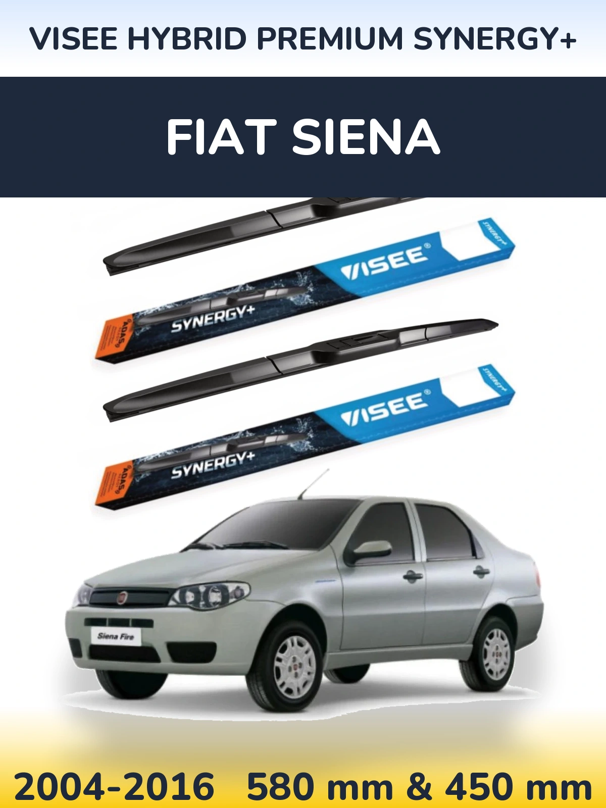 Комплект передних дворников VISEE HYBRID PREMIUM SYNERGY+ 580 & 450 мм для Fiat Siena 2004-2016