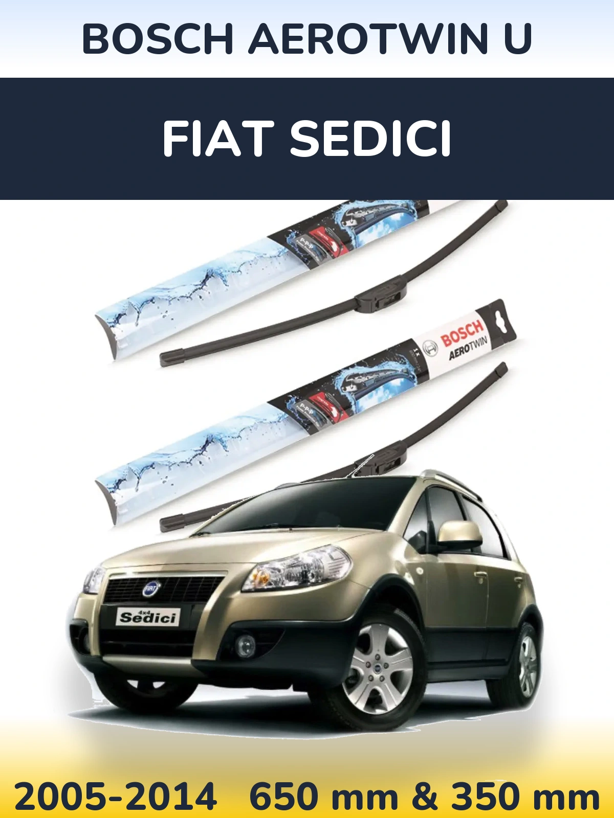 Komplet przednich wycieraczek BOSCH AeroTwin U 650 & 350 mm do Fiat Sedici 2005-2014