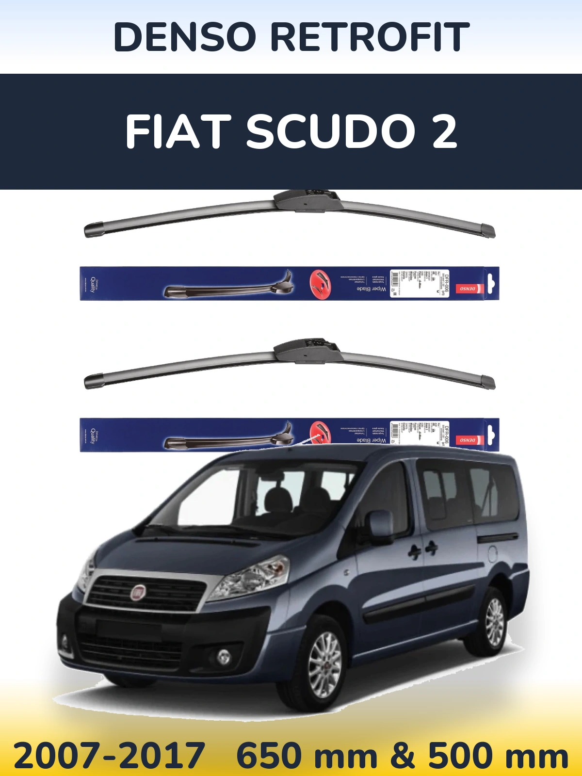 Комплект передних дворников Denso Retrofit 650 & 500 мм для Fiat Scudo 2 2007-2017