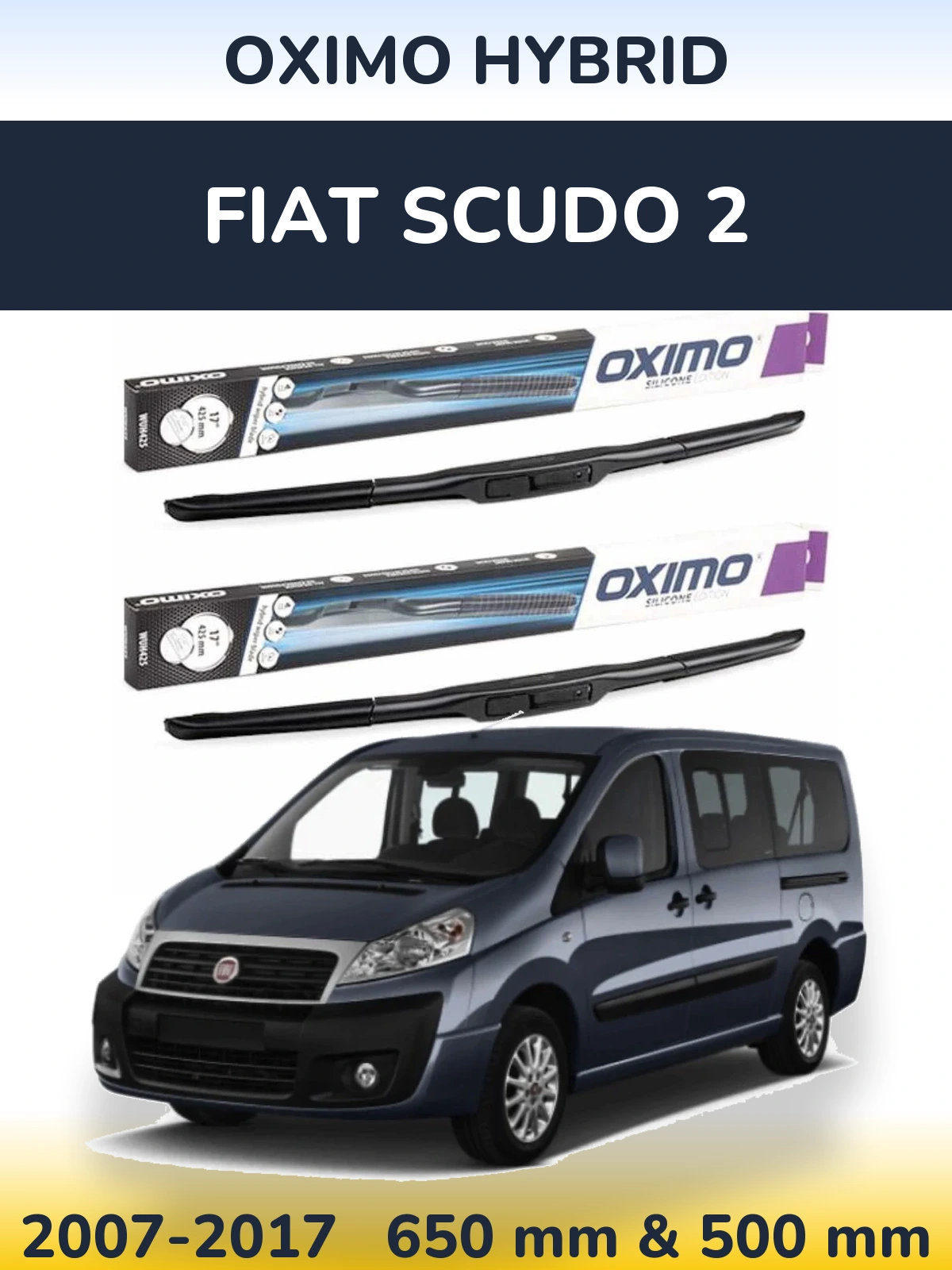 Front wiper blade set Oximo Hybrid 650 & 500 мм for Fiat Scudo 2 2007-2017