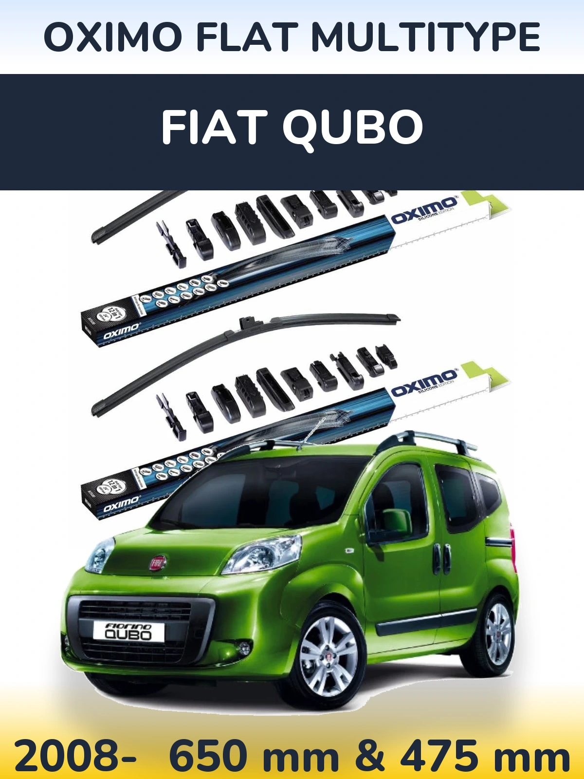 Komplet przednich wycieraczek Oximo Flat MultiType 650 & 475 mm do Fiat Qubo 2008-2026