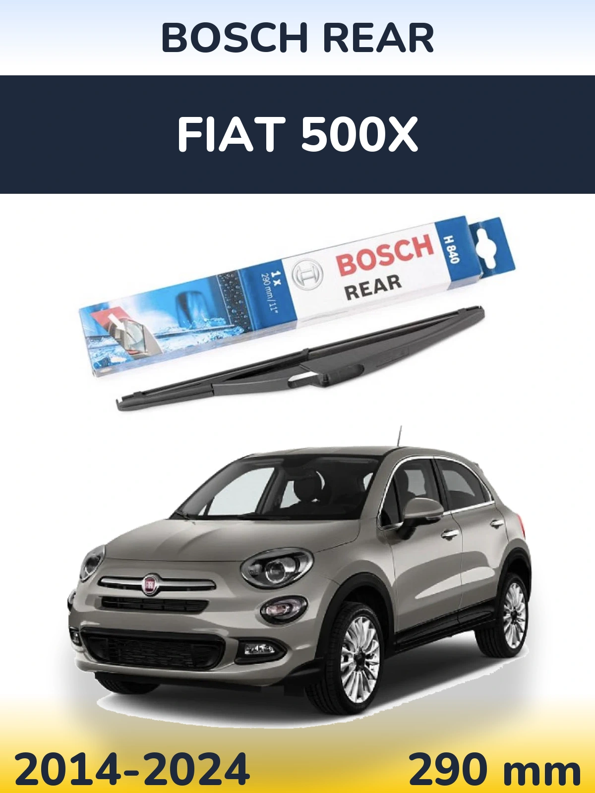 Rear wiper blade BOSCH Rear 290 mm for Fiat 500X 2014-2024