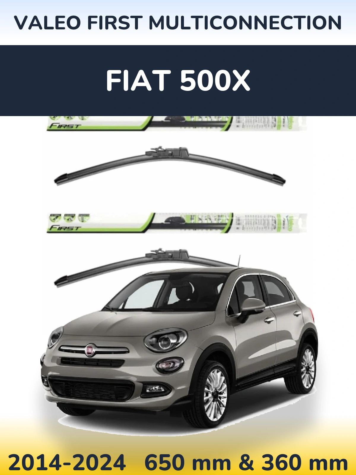 Комплект передних дворников Valeo First MultiConnection 650 & 350 мм для Fiat 500X 2014-2024