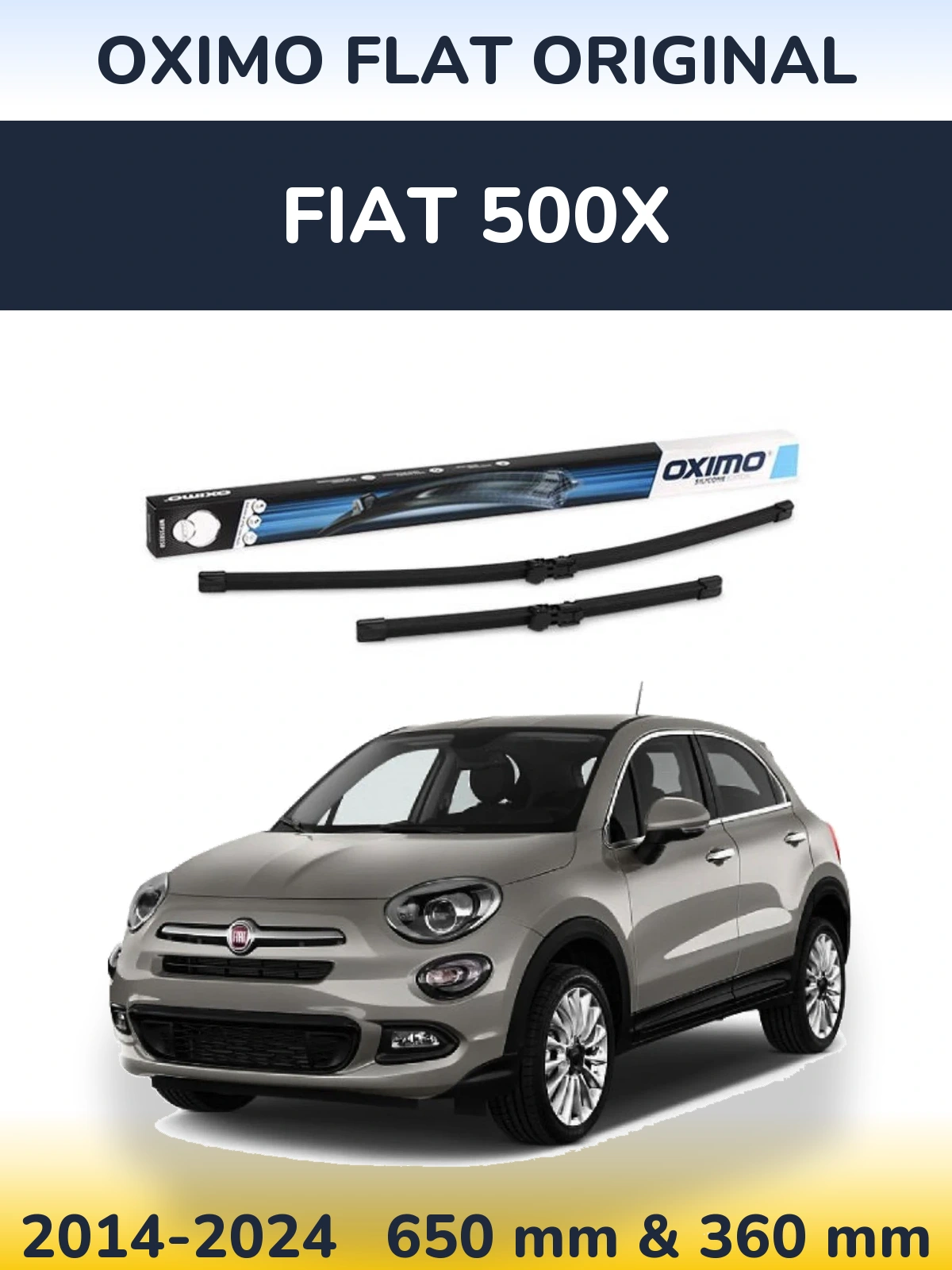 Front wiper blade set Oximo Flat Original 650 & 350 мм for Fiat 500X 2014-2024