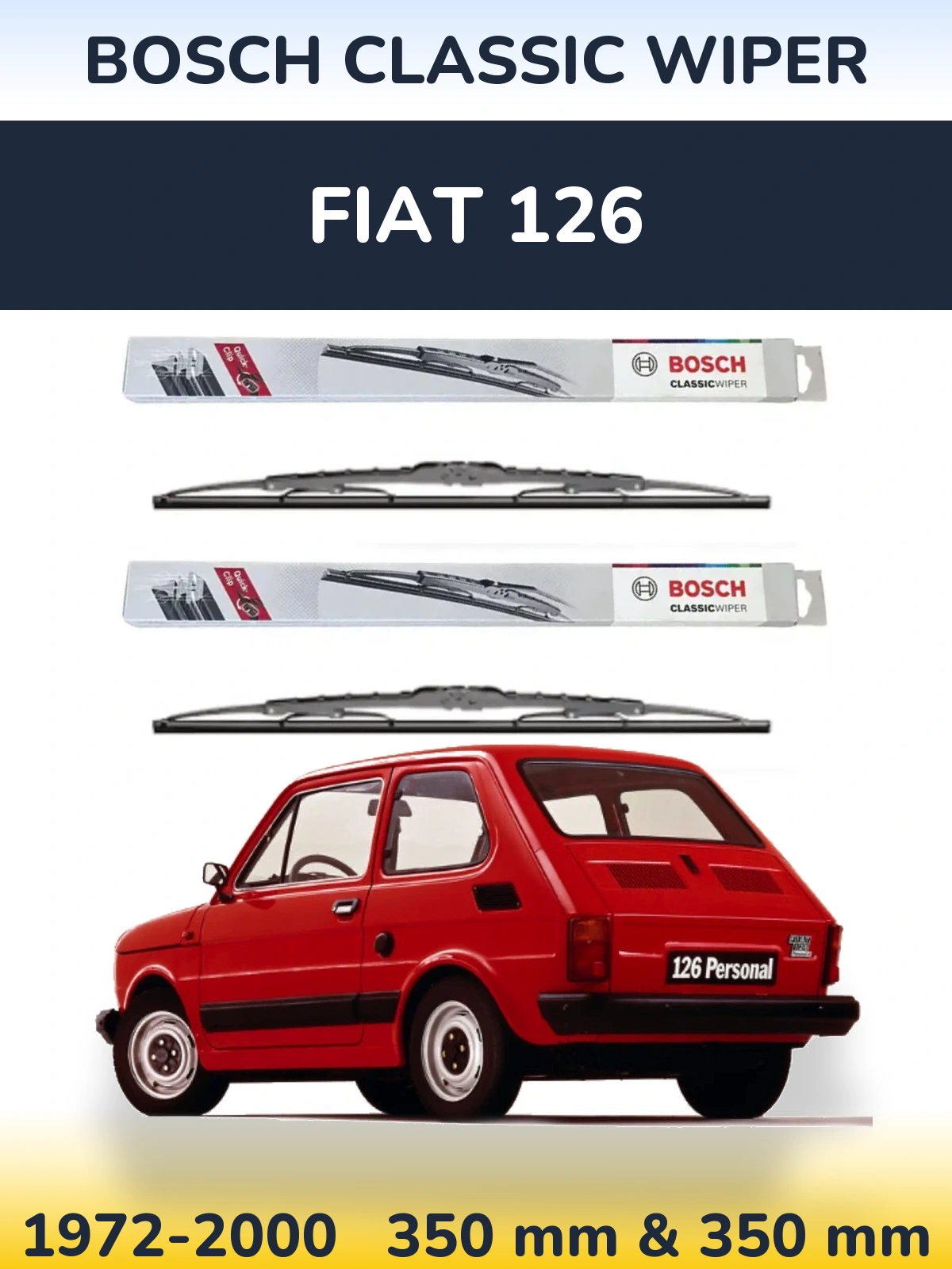 Front wiper blade set BOSCH Classic Wiper 340 & 340 мм for Fiat 126 1972-2000